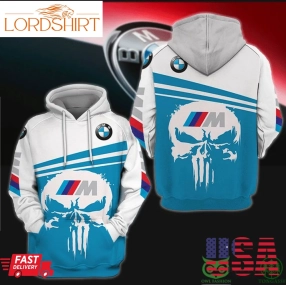 Bmw Blue White Skull 3D Hoodie