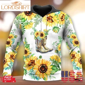 Boots Sunflower Men And Women 3D Full Printing Hoodie Shirt Boots Sunflower 3D Full Printing Shirt