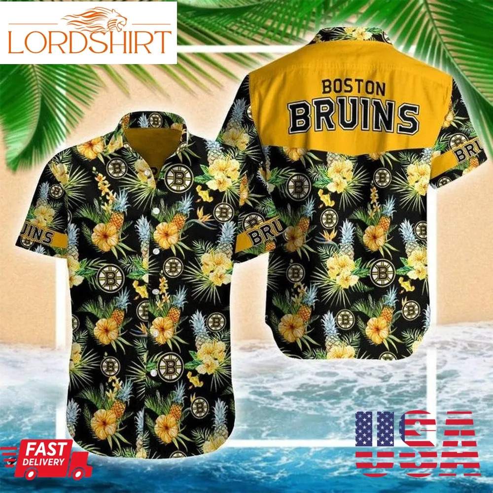 Boston Bruins Hockey Sports Logo Aloha Cool Hawaiian Shirts