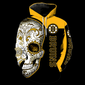 Boston Bruins Skull All Over Print K1058 Hoodie Zipper