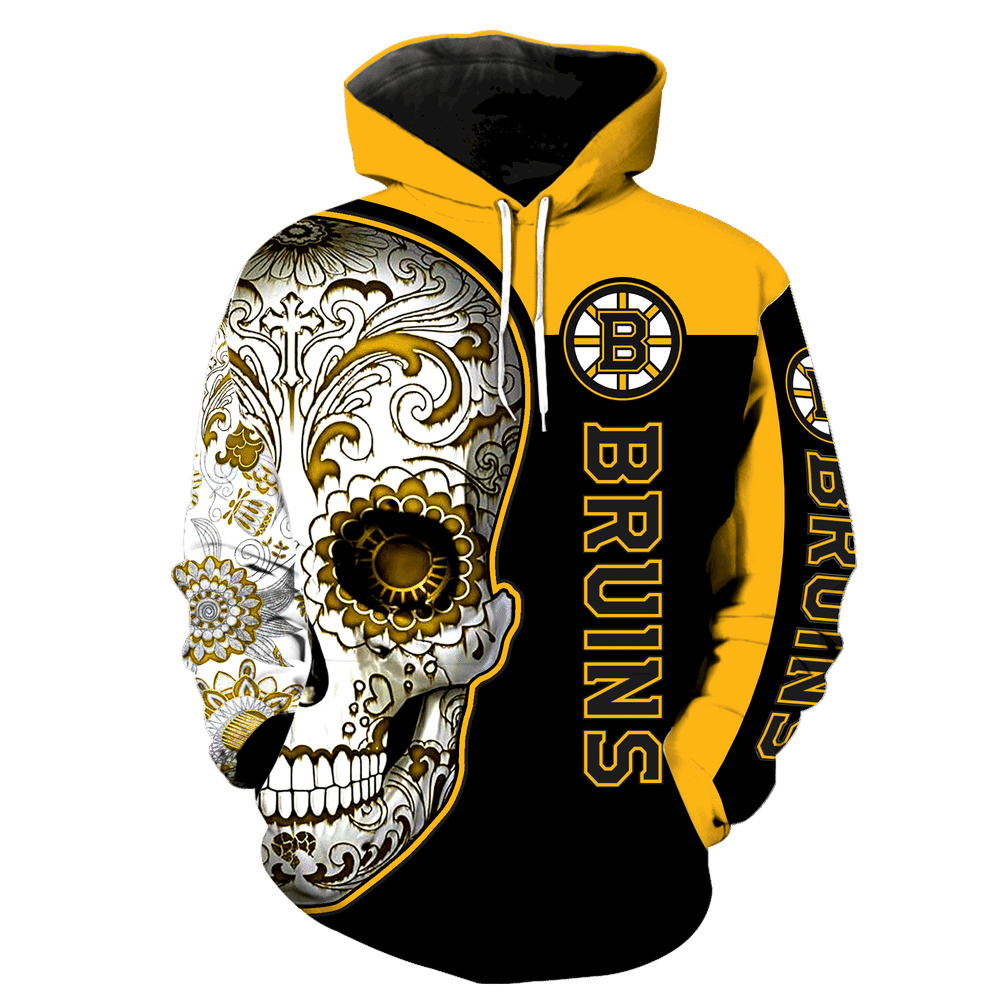 Boston Bruins Skull All Over Print K1058 Hoodie Zipper