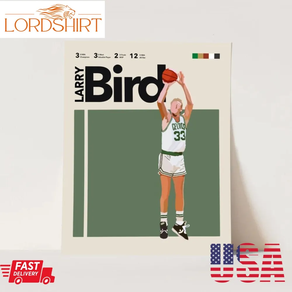 Boston Celtics Larry Bird Inspired Poster Wall Art