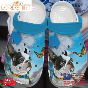 Boston Terrier Personalized Clog Custom Crocs Comfortablefashion Style Comfortable For Women Men Kid Print 3D Boston Terrier Butterfly