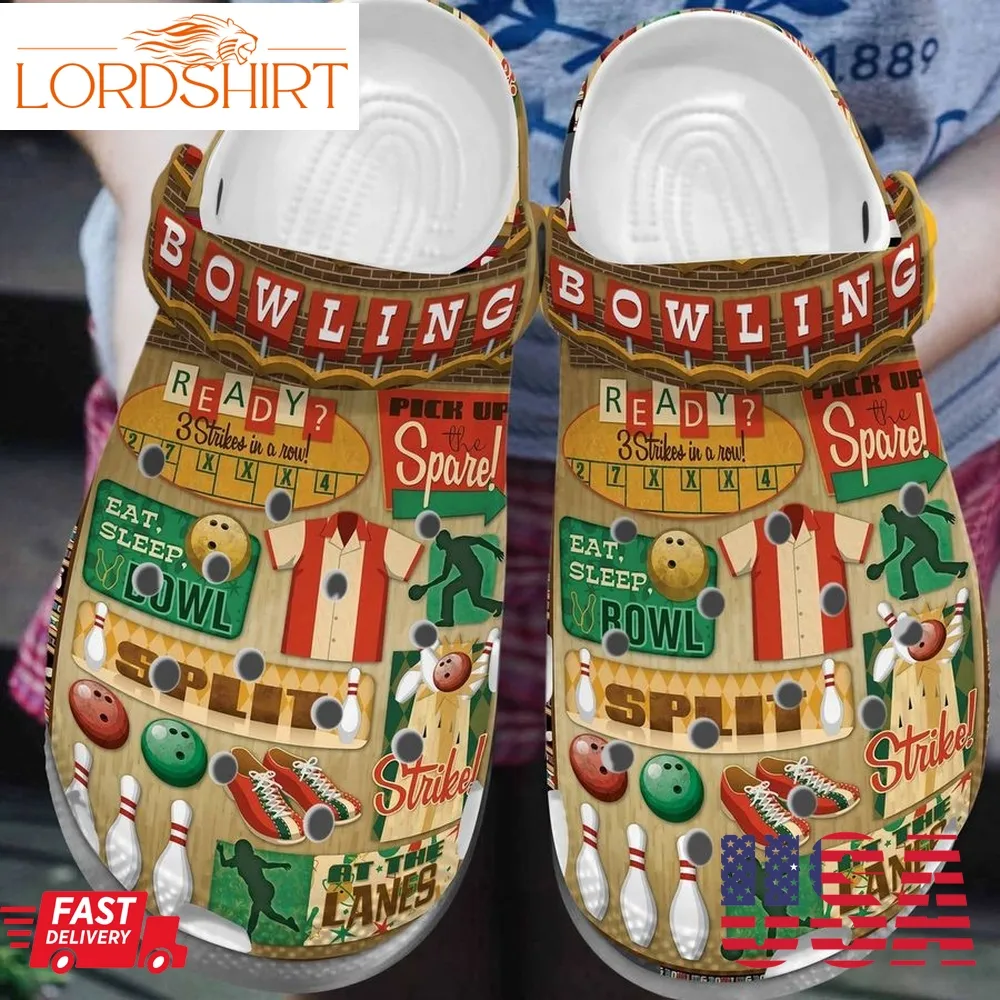 Bowling Personalized Clog Custom Crocs Comfortablefashion Style Comfortable For Women Men Kid Print 3D At The Lane