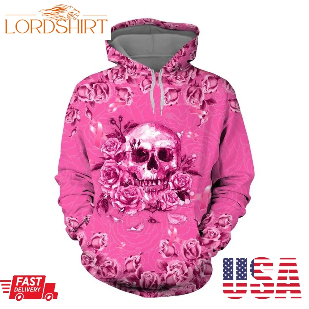 Breast Cancer Awareness Skull Flowers 3D Shirt, Hoodie