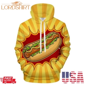 Bright Hot Dog 3D Sweatshirt Hoodie Pullover Custom