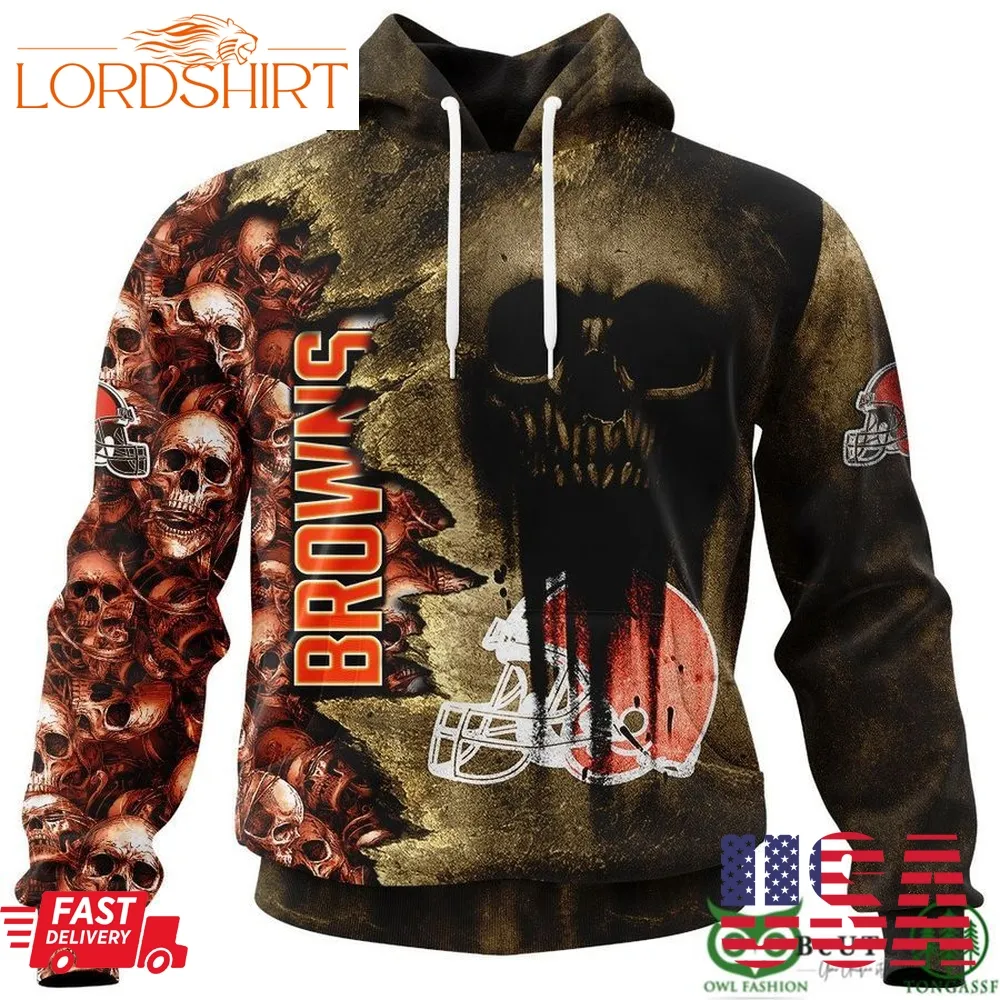 Browns Halloween Cemetery Skull 3D Hooodie Sweatshirt