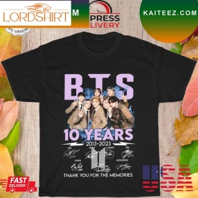 Bts 10 Years 2013 2023 Thank You For The Memories Signatures T Shirt