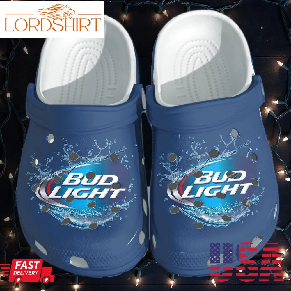 Bud Light Funny Custom Crocs Shoes Clogs For Men Women   Bud Drinkin Outdoor Shoe Gifts For Son Husband Fathers Day