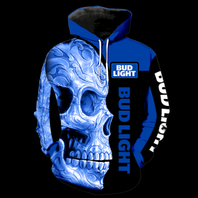 Bud Light Skull New Full Over Print K1131 Hoodie Zipper