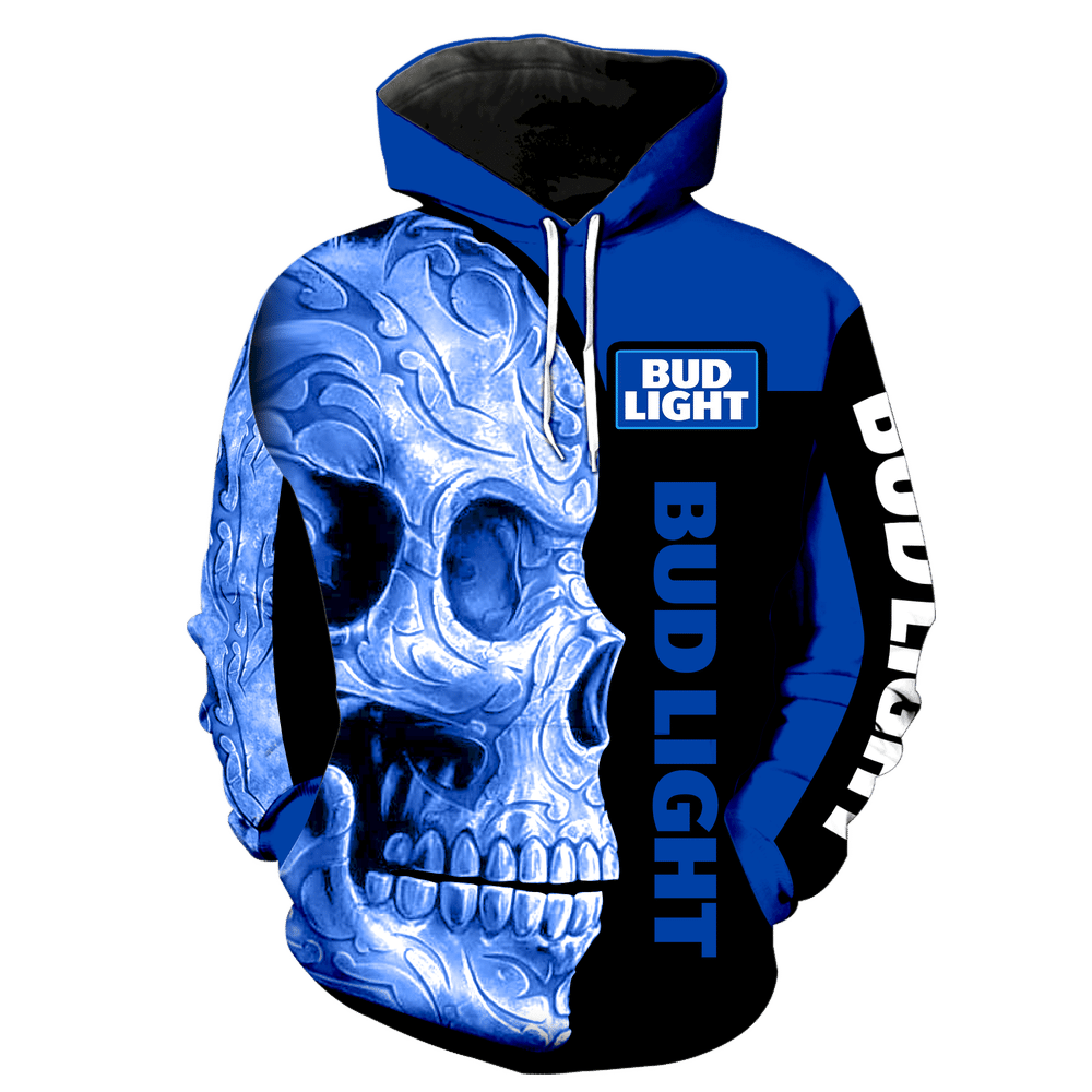 Bud Light Skull New Full Over Print K1131 Hoodie Zipper