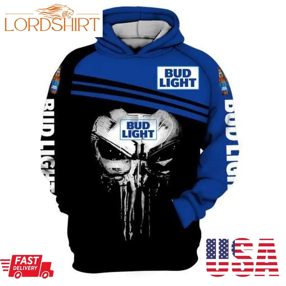 Bud Light The Punisher Skull 3D Hoodie Sweatshirt