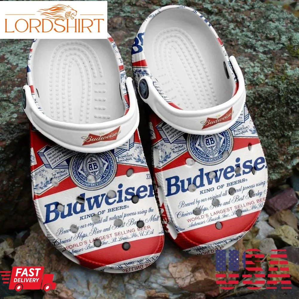 Budweiser Beer For Men And Women Gift For Fan Classic Water Rubber Crocs Crocband Clogs, Comfy Footwear