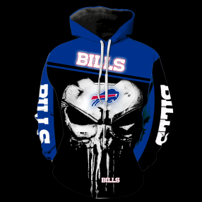 Buffalo Bills Punisher Skull New Full All Over Print V1441 Hoodie Zipper