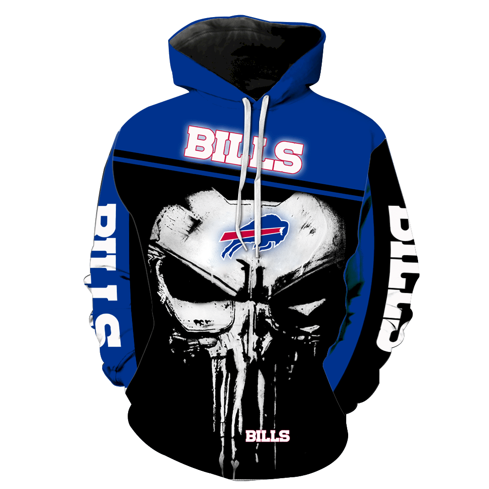 Buffalo Bills Punisher Skull New Full All Over Print V1441 Hoodie Zipper