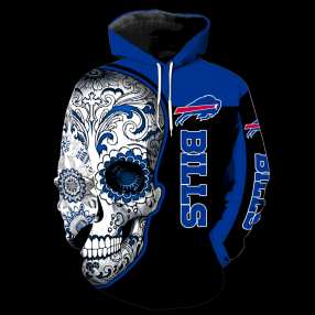 Buffalo Bills Skull Full Over Print K1088 Hoodie Zipper