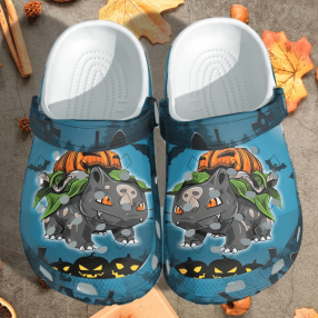 Bulbasaur Pumpkin Halloween Crocs Shoes   Anime Crocbland Clog Gifts Christmas