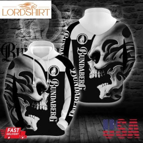 Bundaberg Skull Black And White Greyscale Hoodie Zip Hoodie Tshirt 3D Full Printed