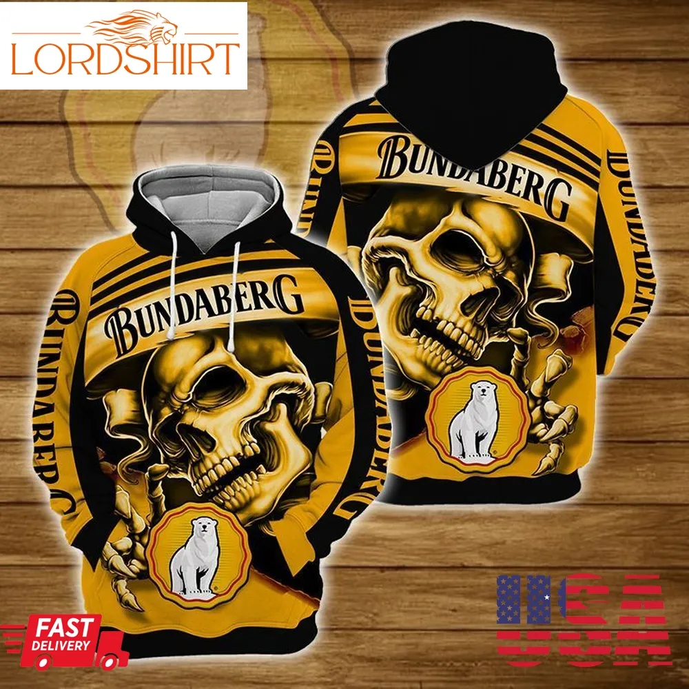 Bundabergs Brewed Drink Scary Skull 3D Full Printed 3D Hoodie Zip Hoodie Tshirt