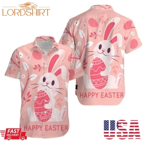 Bunny Pink Happy Easter Day Hawaiian Aloha Shirts V