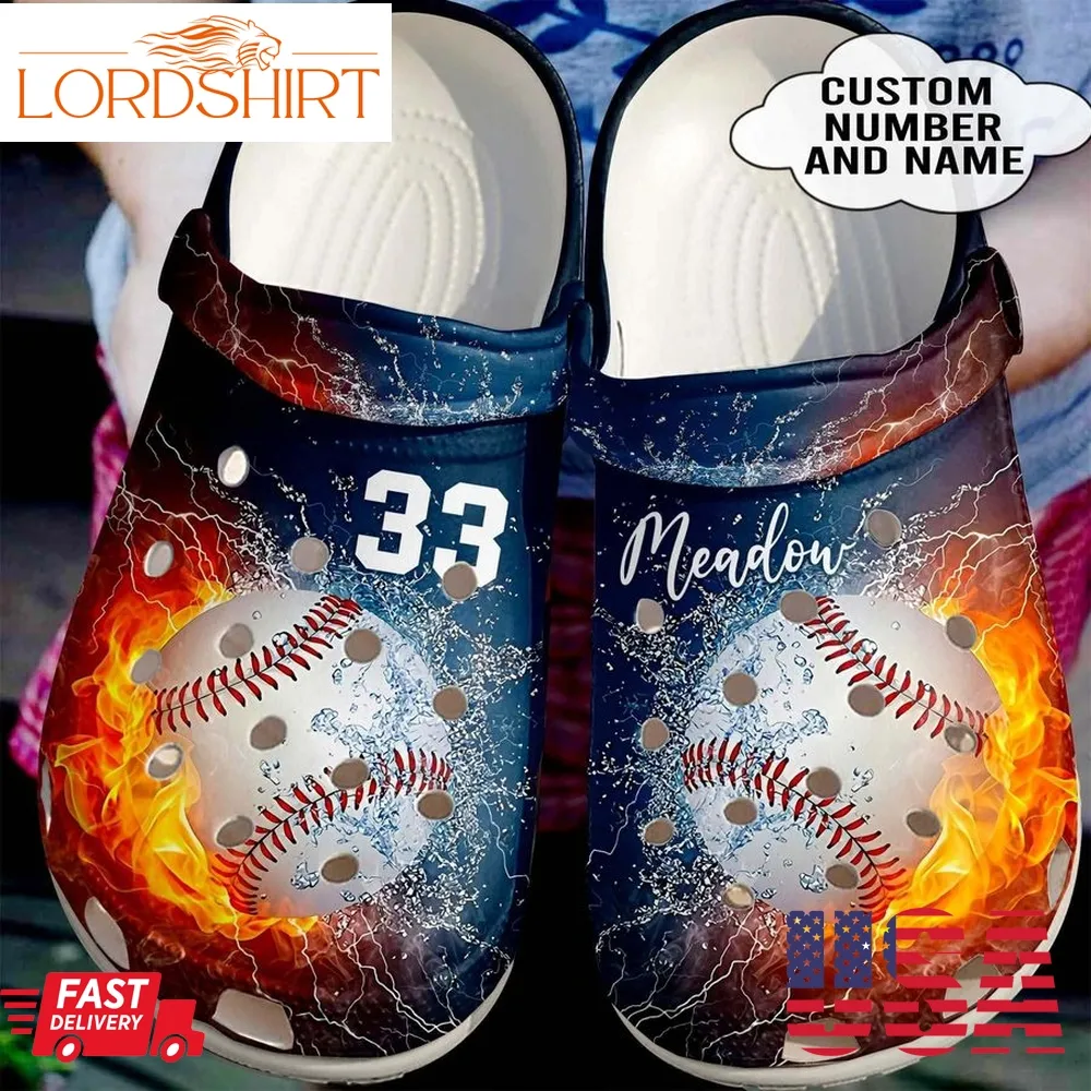 Burning Baseball Ball Shoes Crocs For Batter Girl   Cool Baseball Shoes Crocbland Clog For Men Women