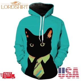 Business Cat Black Cat Hoodie 3D