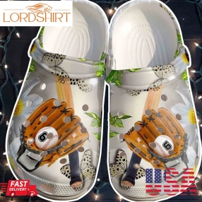 Butterfly Baseball Shoes For Batter Girl   Baseball Equipment Crocs Clog Gift