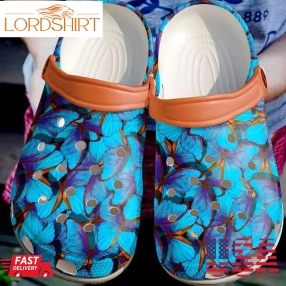 Butterfly Blue Pattern Sku 354 Crocs Crocband Clog Comfortable For Mens Womens Classic Clog Water Shoes