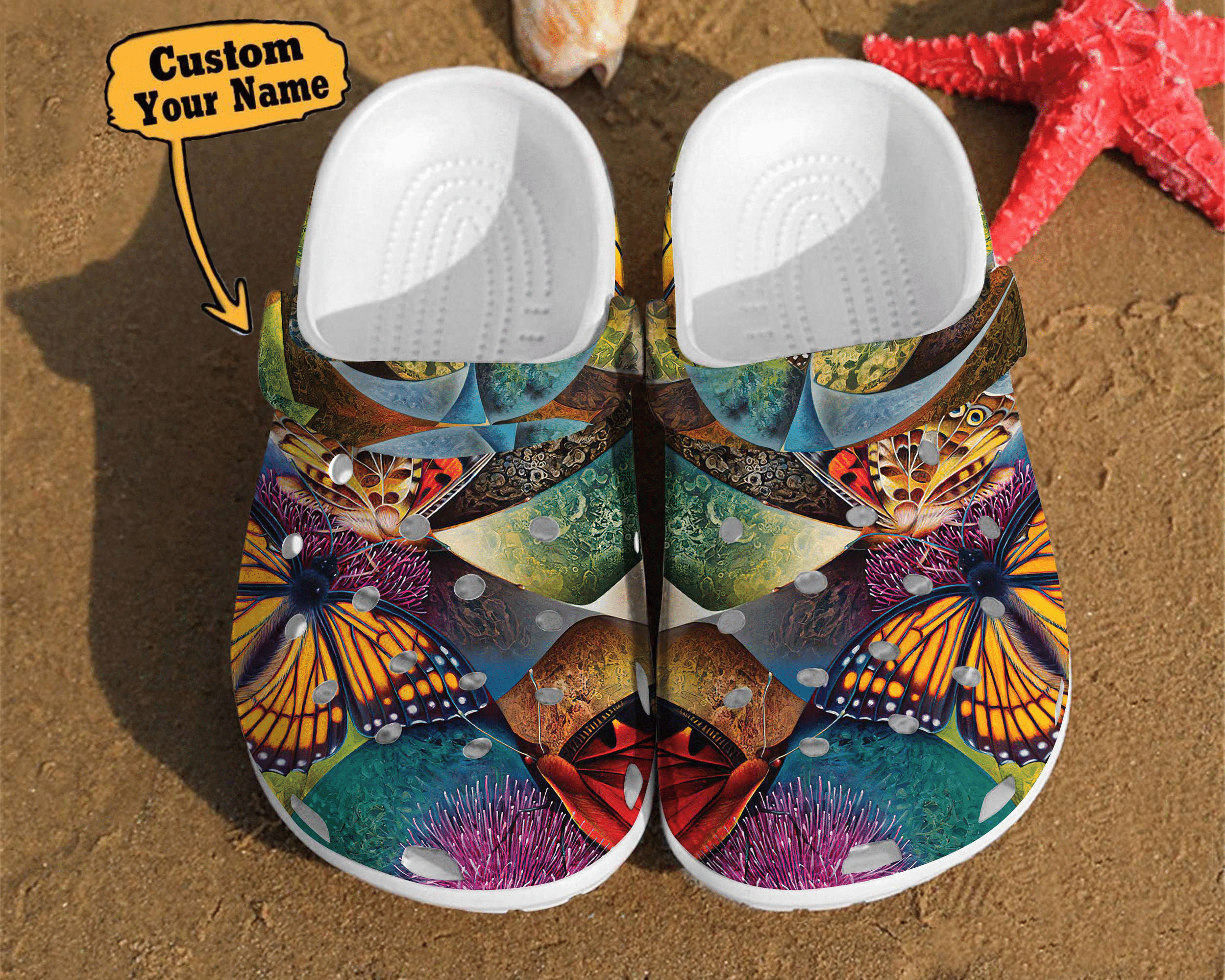 Butterfly Crocs   Butterfly Illusion Art Watercolor Unisex Birthday Gifts Clog Shoes