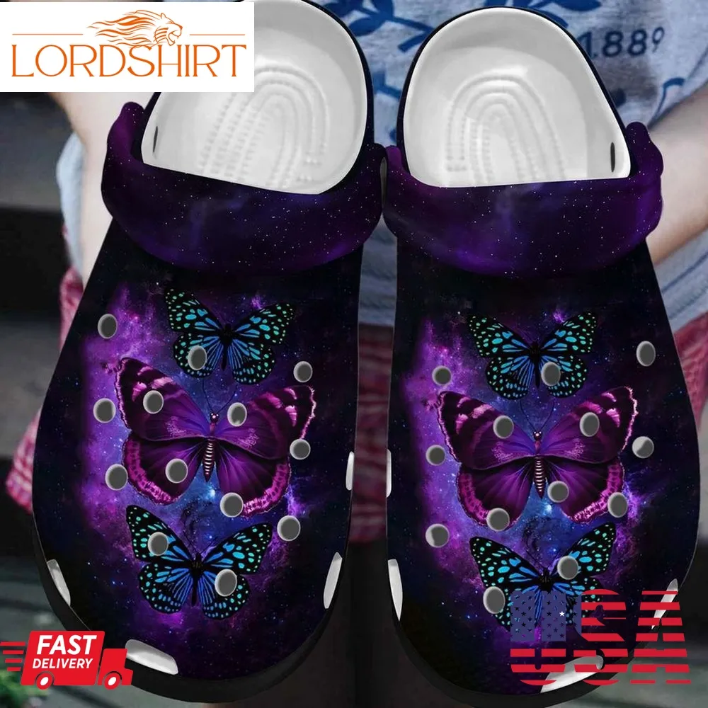 Butterfly Galaxy Personalized Clog Custom Crocs Comfortablefashion Style Comfortable For Women Men Kid Print 3D