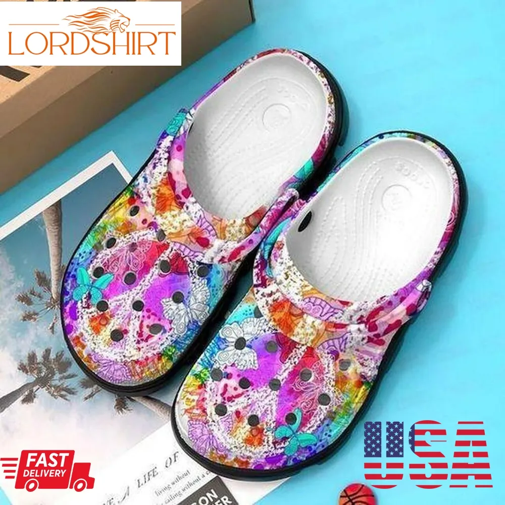 Butterfly Hippie Personalized 3 Gift For Lover Rubber Crocs Crocband Clogs, Comfy Footwear