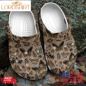 Butterfly Personalize Clog Custom Crocs Fashionstyle Comfortable For Women Men Kid Print 3D Brown Butterfly