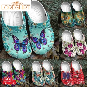 Butterfly Personalize Clog Custom Crocs Fashionstyle Comfortable For Women Men Kid Print 3D Butterfly Collection V1