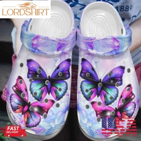 Butterfly Personalized Clog Custom Crocs Comfortablefashion Style Comfortable For Women Men Kid Print 3D Butterfly Couple