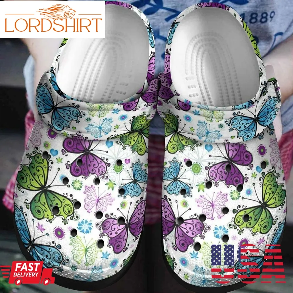 Butterfly Personalized Clog Custom Crocs Comfortablefashion Style Comfortable For Women Men Kid Print 3D Butterfly Pattern