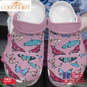 Butterfly Sparkles Personalized Clog Custom Crocs Comfortablefashion Style Comfortable For Women Men Kid Print 3D