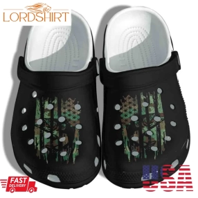 Camouflage American Flag Bass Fishing Shoes Crocs Clog Birthday Gift For Man Dad Brother Friends