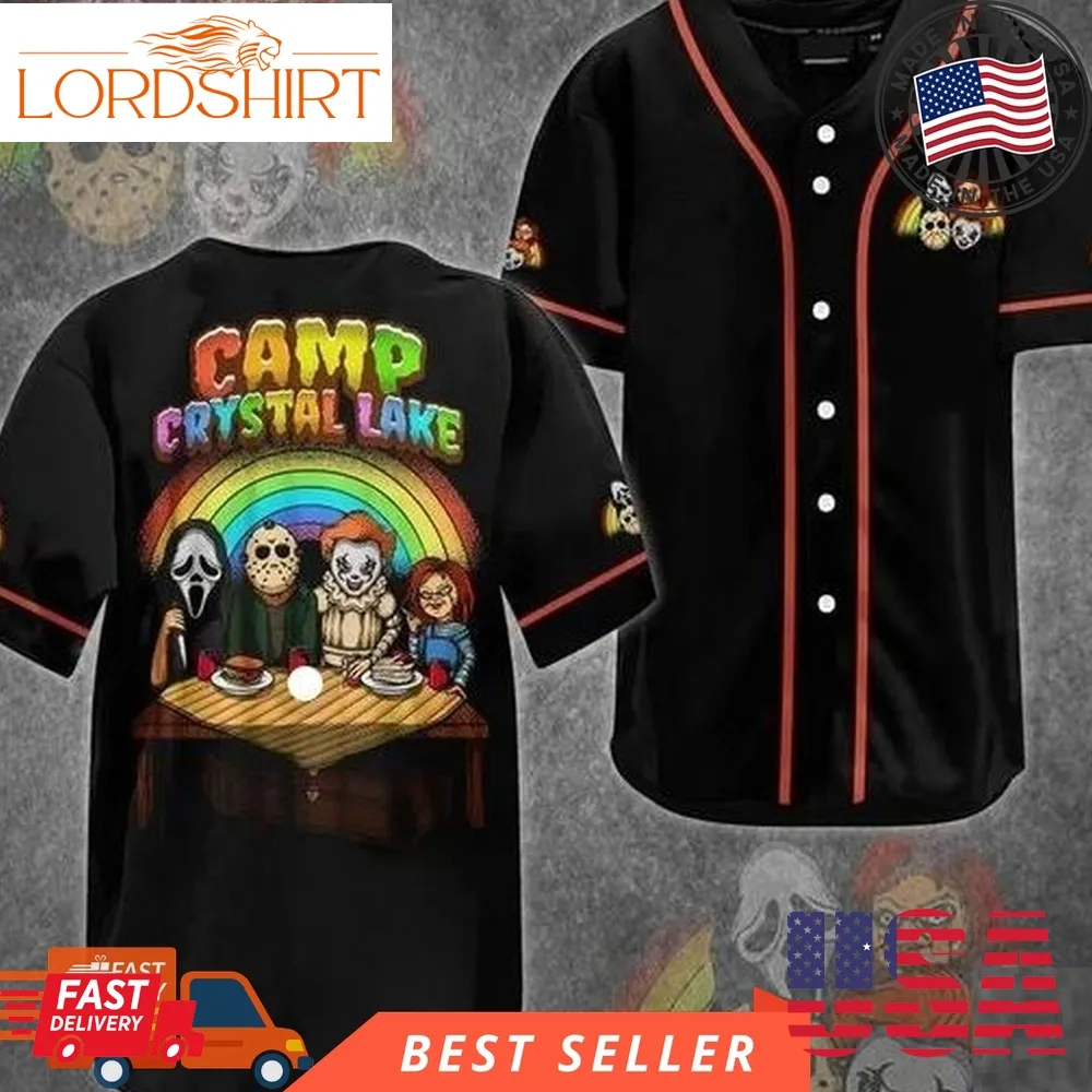 Camp Crystal Lake Horror Characters Design Horror Movie Friday The 13Th Inspired Halloween Baseball Jersey