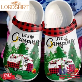 Camper Red Gingham Collection Crocs Shoes Clogs   Lets Go Camping Outdoor Crocs Shoes Clogs Birthday Gift