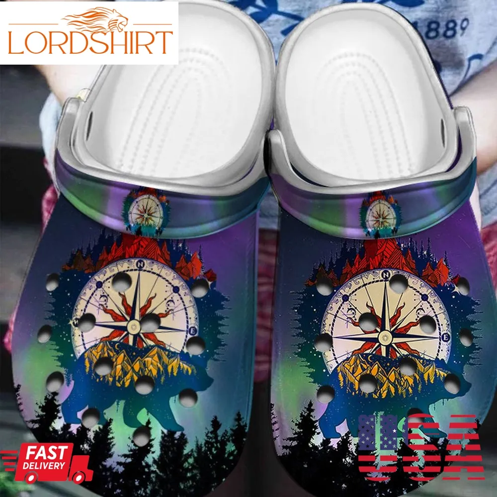 Camping With Compass Bear Shoes Crocs Clogs Birthday Holiday Gifts   Compass77