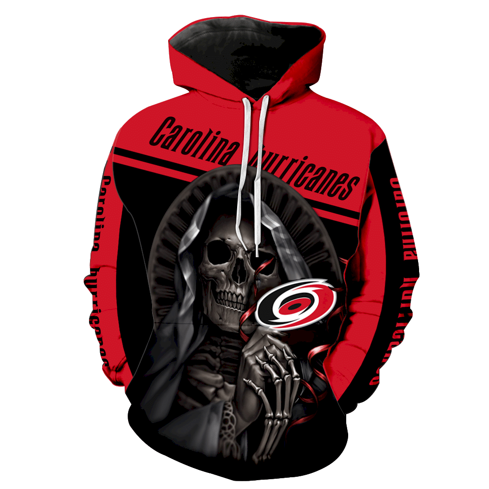 Carolina Hurricanes Skull Full Over Print V1205 Hoodie Zipper