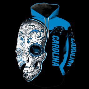 Carolina Panthers Skull New Full Over Print V1327 Hoodie Zipper