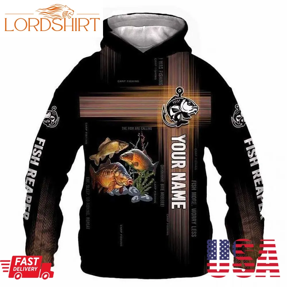 Carp Fishing Hunter Fish Reaper Personalized 3D Hoodie Hunting And Fishing Gifts For Dad