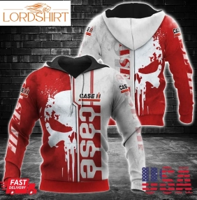 Case Ih Skull Punished Red Hoodie