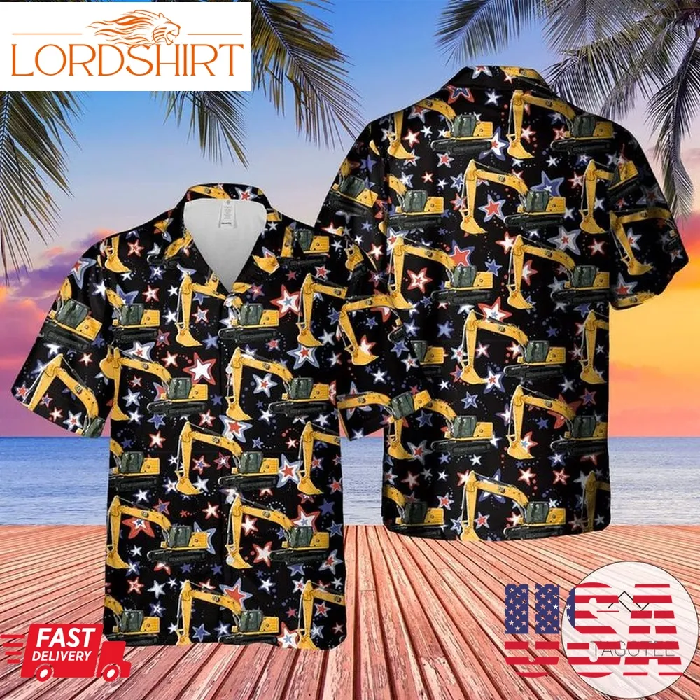 Cat 320 Excavator Hawaiian Shirt