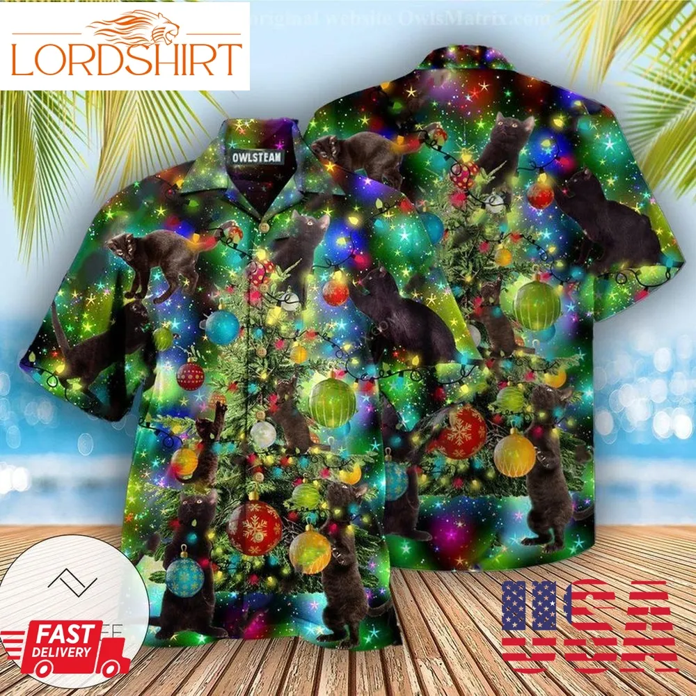 Cat Christmas Lets Get Lit Edition Hawaiian Shirt