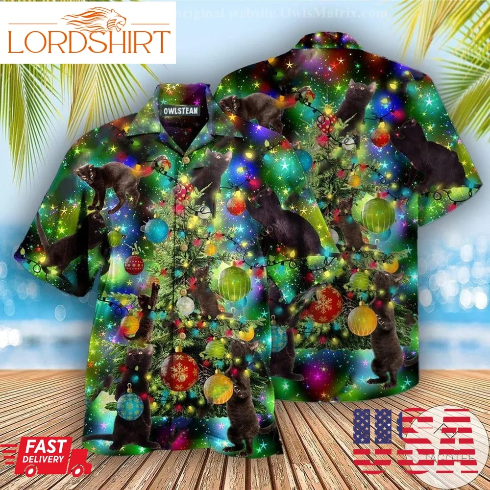 Cat Christmas Light Bulbs Hawaiian Shirt