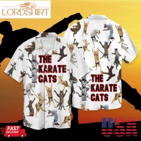 Cat Karate The Karate Cats For Men And Women Graphic Print Short Sleeve Hawaiian Casual Shirt Y97