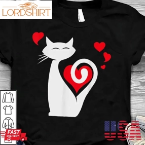 Cat Love Heart Valentines Day Shirt Cute Heart Kitten Cat Lover Gifts