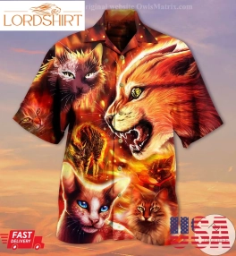 Cat Playing With Fire Hawaiian Shirt